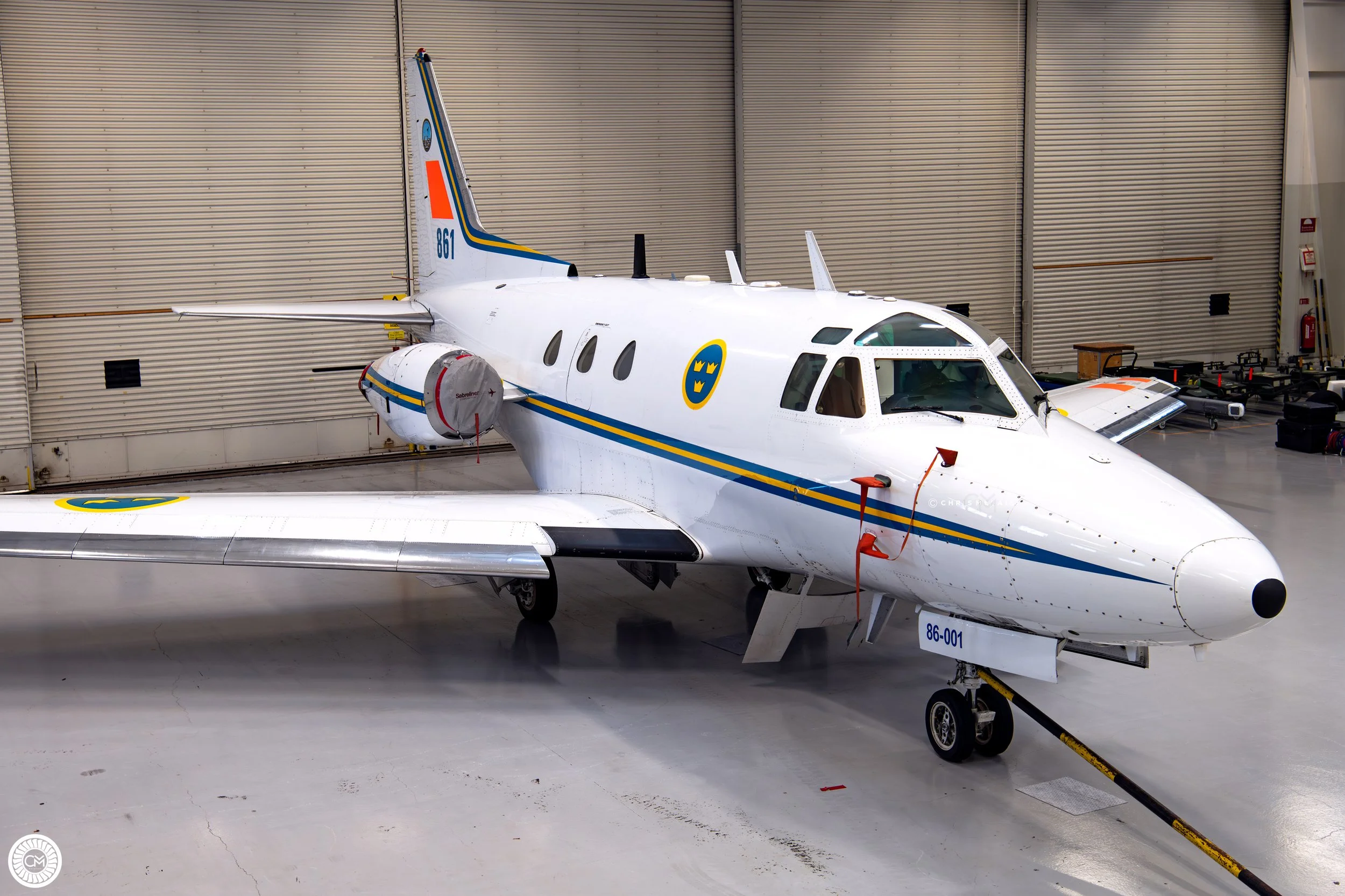 Swedish Air Force Försvarets materielverk FMV Flight Test Centre Sweden Linkoping Malmen Rockwell North American TP86 86 TP 40A Sabreliner JT12 engine RM11 86001 Tester 861 Retirement Final Flight 2025 Chris Melaisi 86-001 Evaluation CARABAS Radar