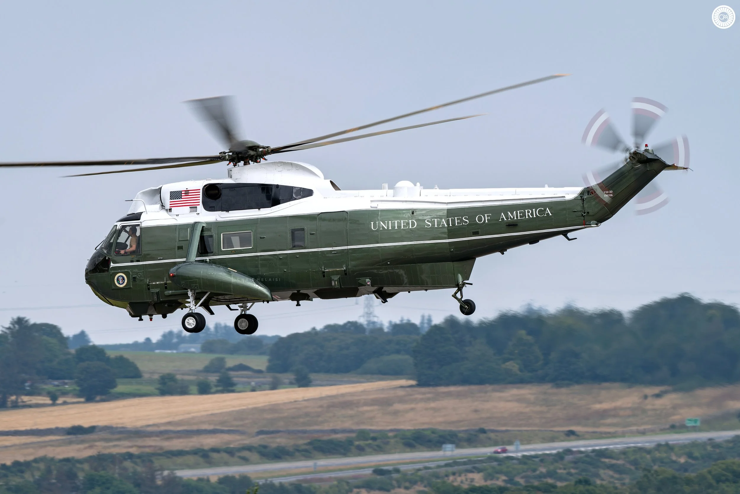 2025 USAF United States of America Air Force Army Marines HMX-1 VC-25A C-32A Andrews AFB Scotland POTUS visit Aberdeen Prestwick Chris Melaisi Sea King HMX-1 White Top VH-3D CH-47F C-17A Globemaster Golf Course Scottish President Trump Donald EGPD