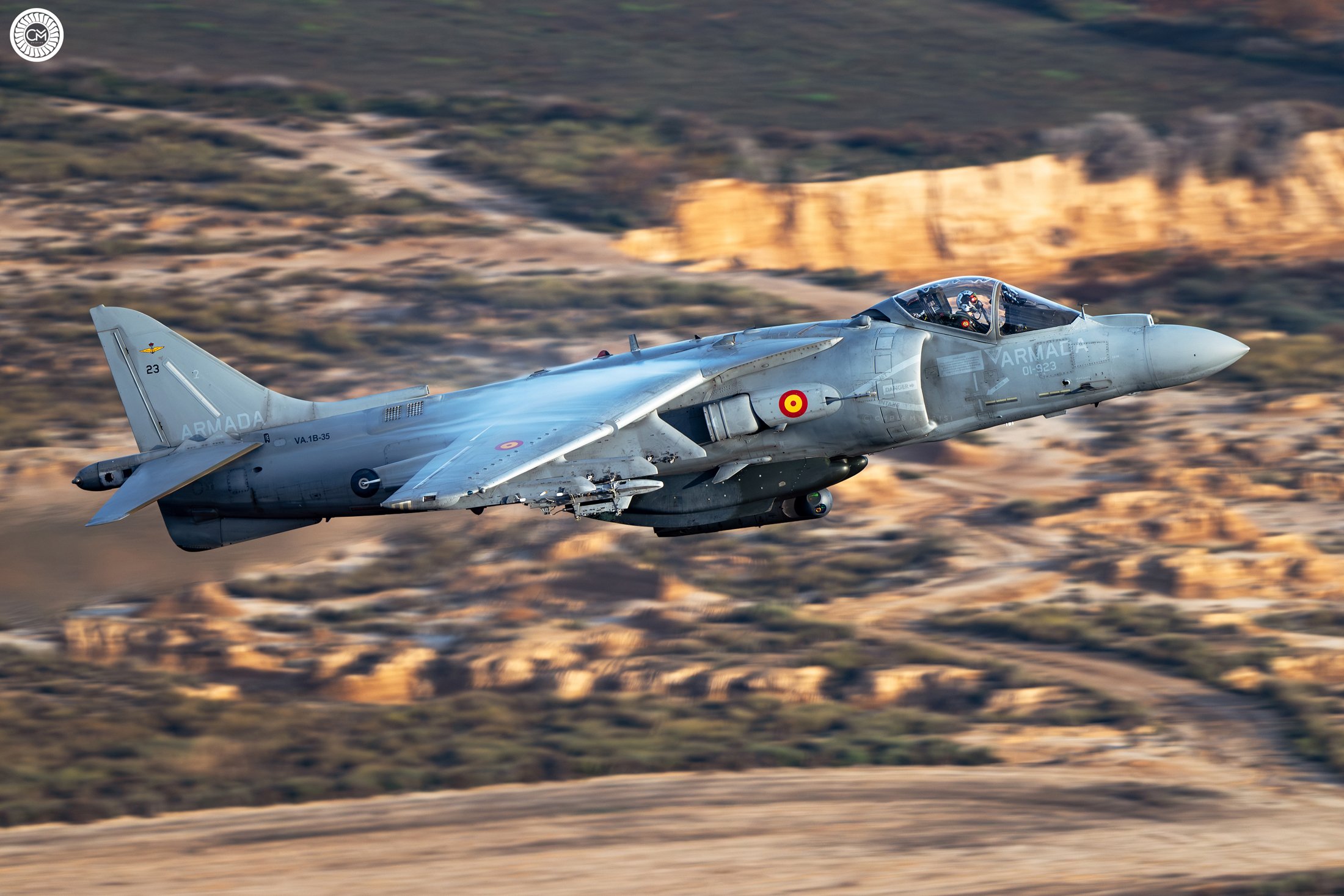 Spanish Armada Spain 9esc Squadron 9th AV-8B+ Harrier II Cobra Low Level Flying 