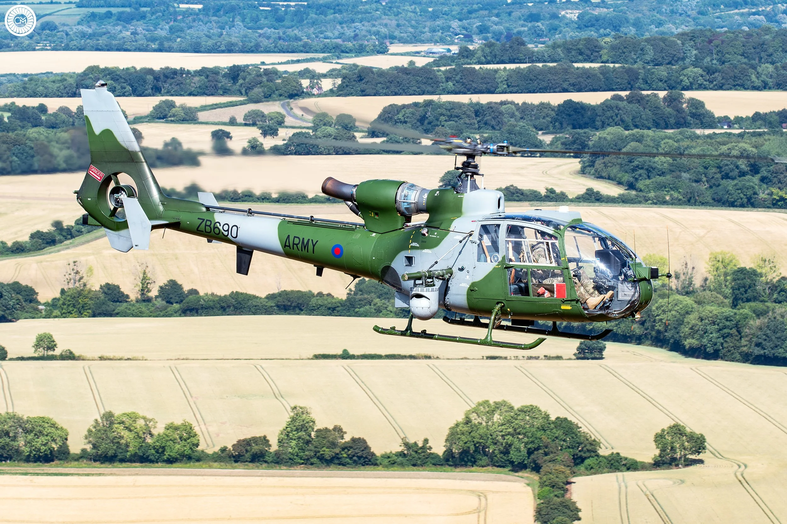 British UK Defence Army Air Corps Westland Aerospatiale Gazelle AH1 ZB690 ZB764 Middle Wallop Hampshire Salisbury Cathedral United Kingdom 7AAC 5AAC 665 Squadron Northern Ireland Aldergrove SA.341B Regiment Retirement 2023 Chris Melaisi air to air