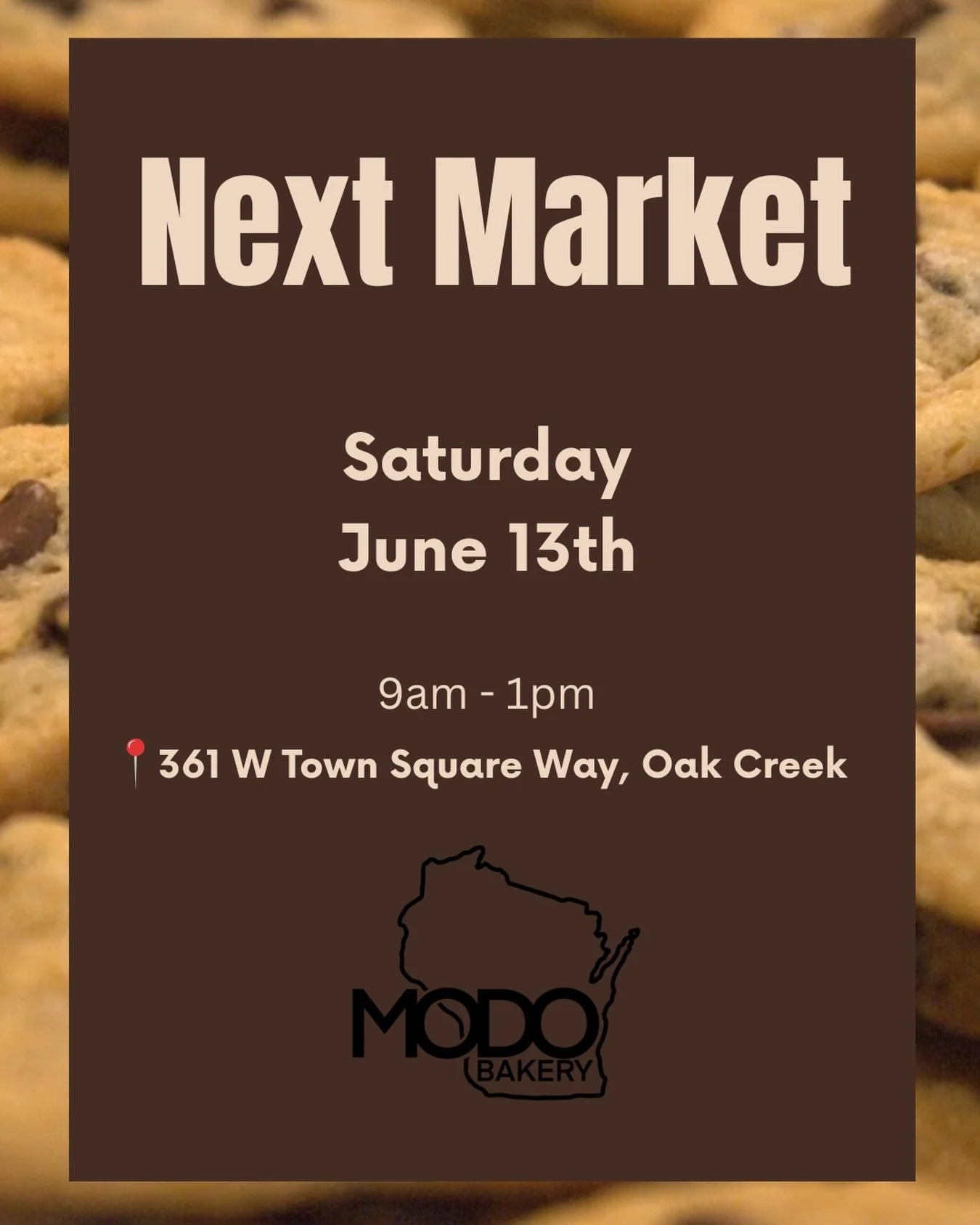 Next market is Saturday, June 13th
⏰ 9 am - 1 pm
📍361 W Town Square Way, Oak Creek

Let us cater your next event (dinner party, corporate lunch, birthday, and everything in between)! Order online for free local delivery at www.modobakery.com

#cooki