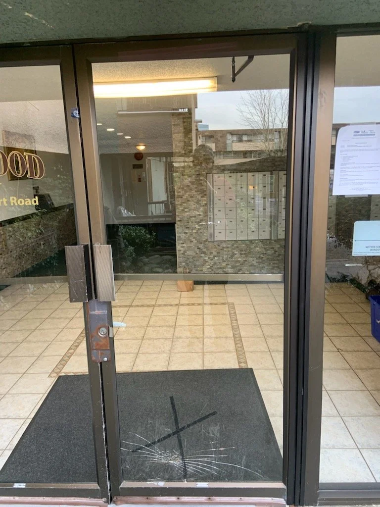 Broken Storefront door Glass