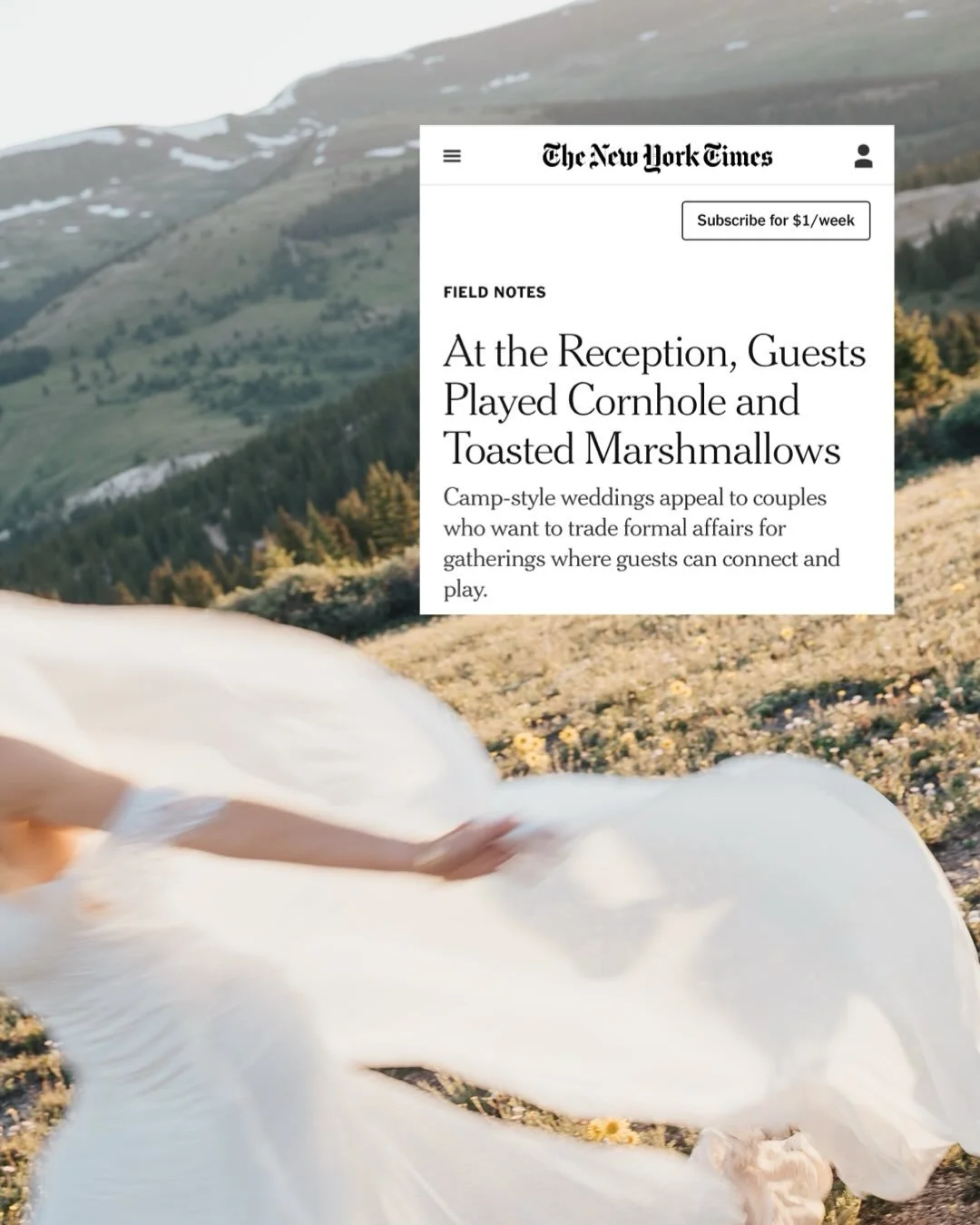 Lauren + Leland&rsquo;s Colorado wedding weekend was featured in The New York Times today. ✨ My first experience working at almost 12,000 feet was one I will never forget. They are geologists, so lucky for me, I was well prepared for the challenge.
L