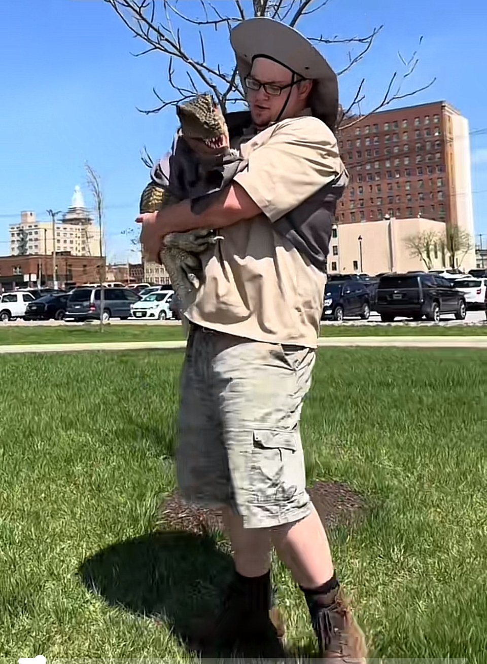 Ralph the baby Raptor at Youngstown Community Day.