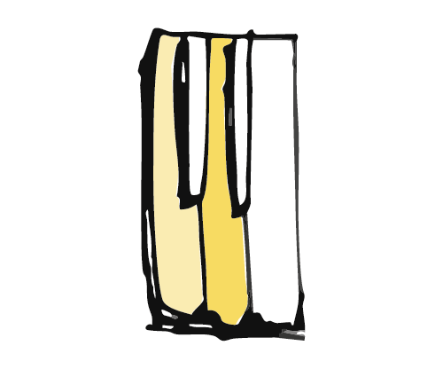 Illustration of a piano keyboard with black and white keys.