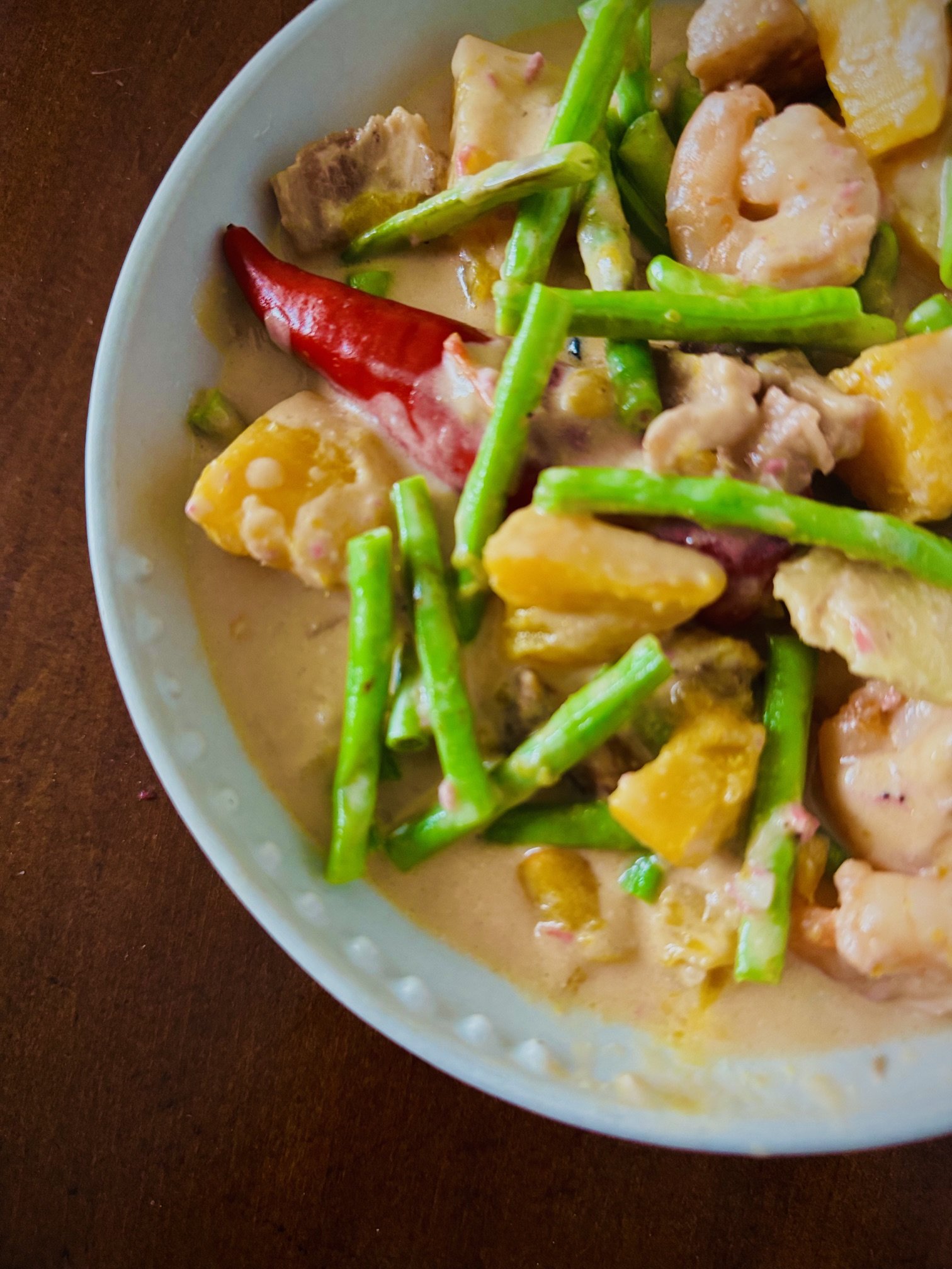 Ginataang Kalabasa at Sitaw with Pork & Shrimp - Filipino Squash and String Beans in Coconut Milk