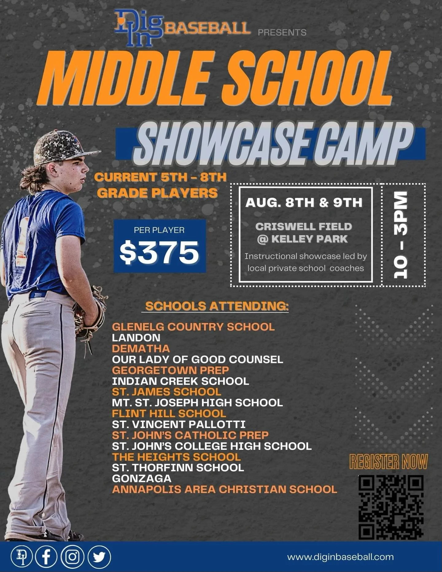 ⚾️Middle School Showcase &amp; Skills Camp⚾️

Looking for a top notch instructional camp for your ballplayer this summer❓

Looking for your ballplayer to learn directly from and have exposure to Private High School coaches❓

Dig In is excited to anno