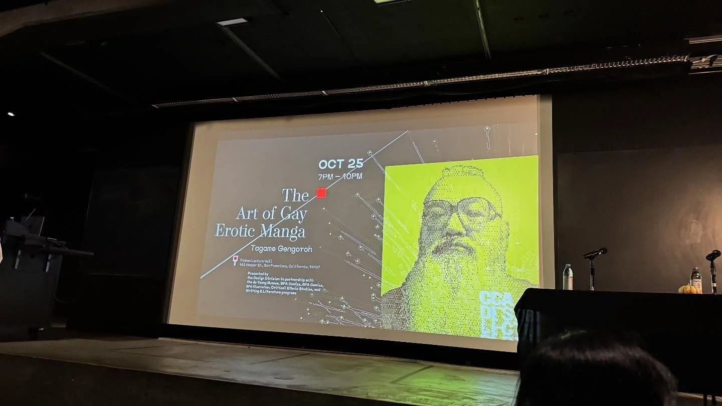 How amazing to have Gengoroh Tagame at CCA last night as the last event in the Design Division lecture series.  It was a packed house!  Thanks to @cca_illustration @ccacomics and @deyoungmuseum for their collaboration on this event.  Personal thanks 