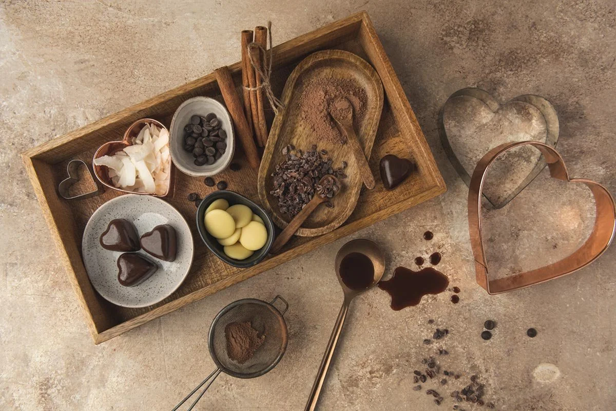 Ingredients for low-carb, plant-based chocolate recipe