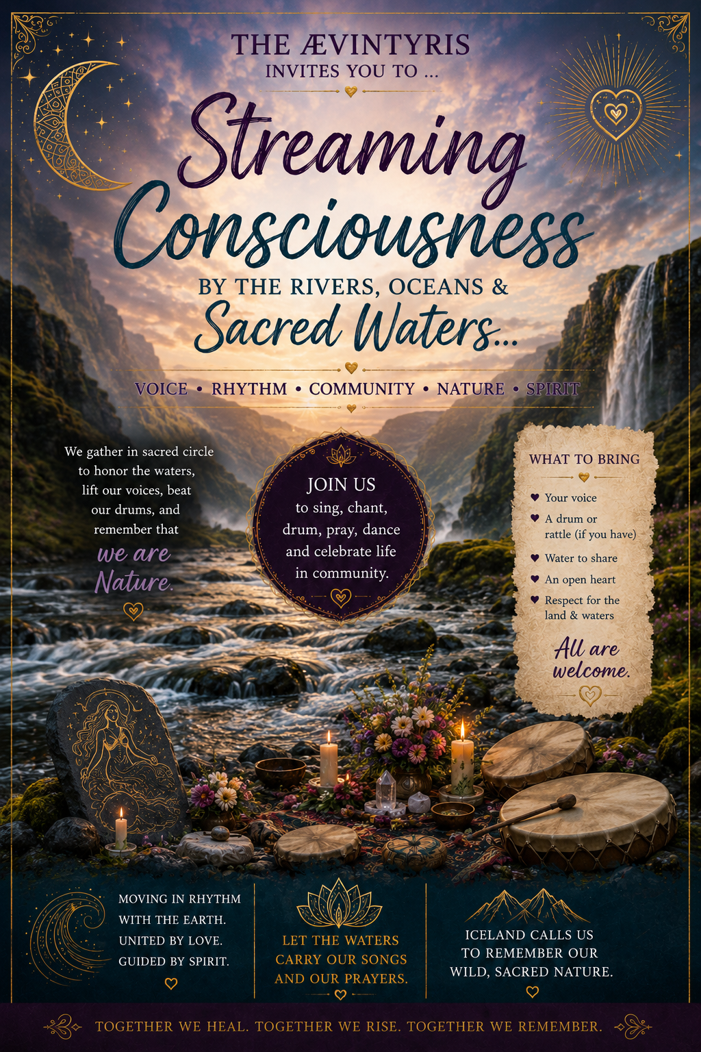 Streaming Consciousness : Drumming & Chanting by Sacred Waters around Iceland