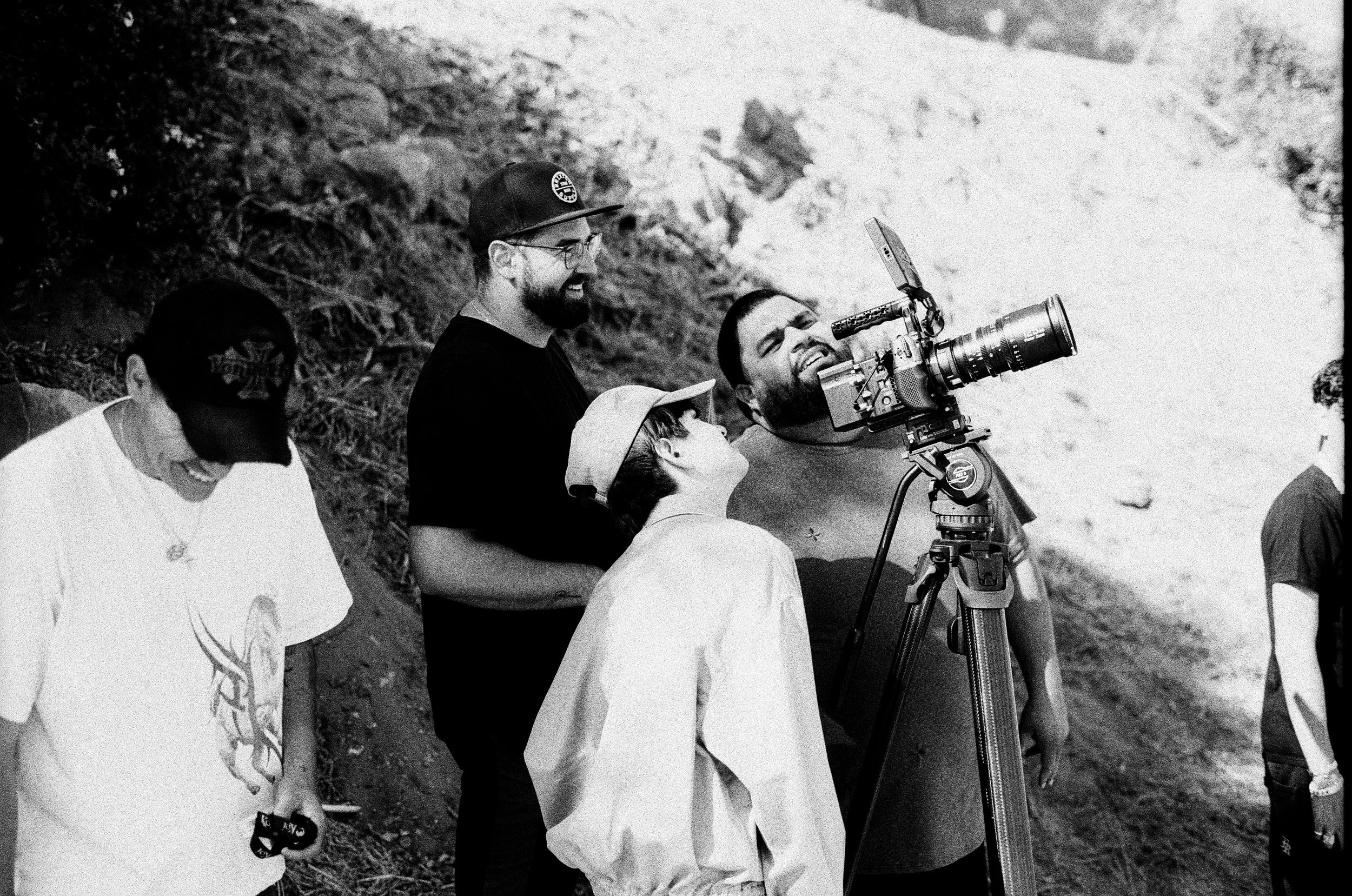 Canvas crew filming on location