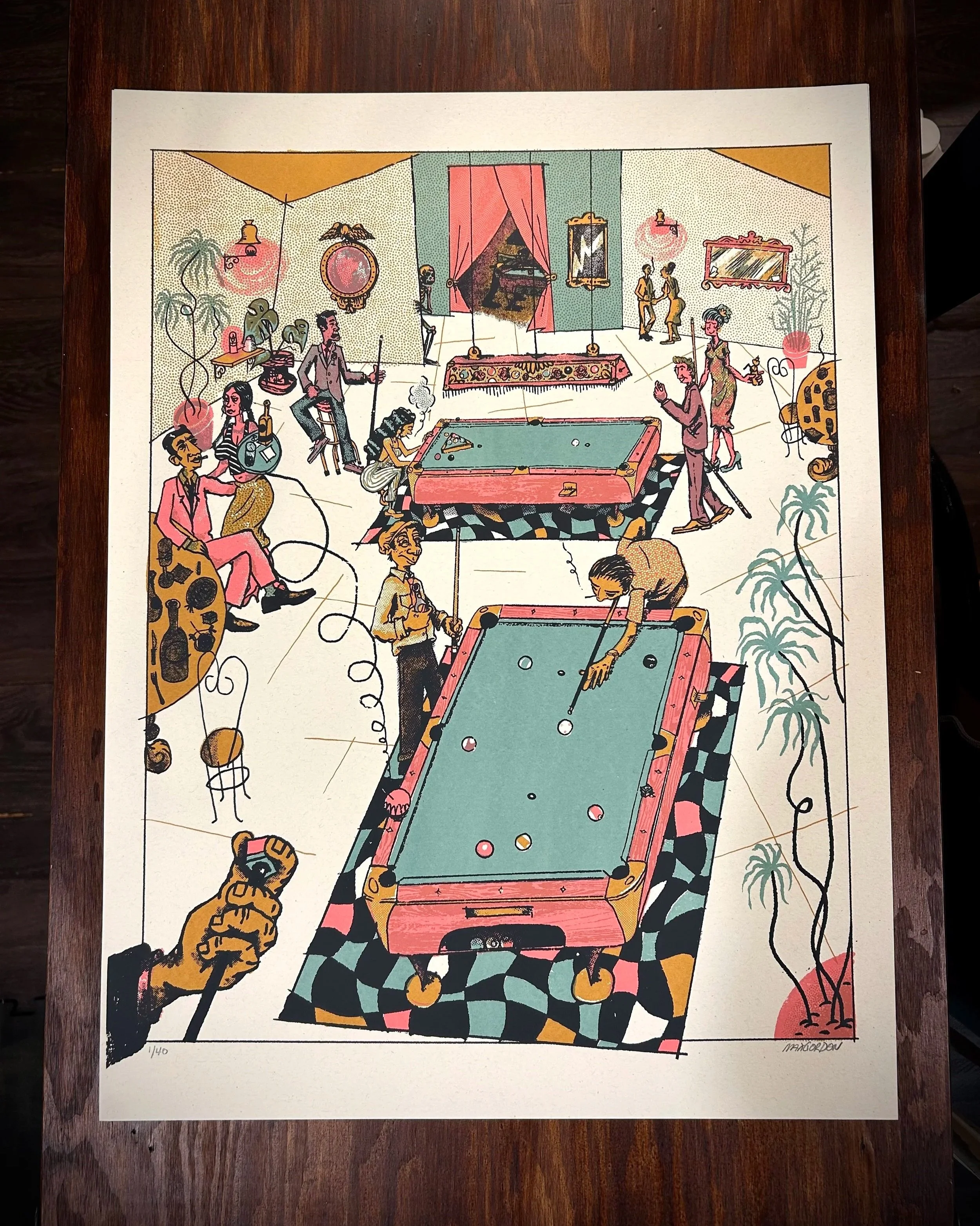 Pool Hall 18x24" Screen Print