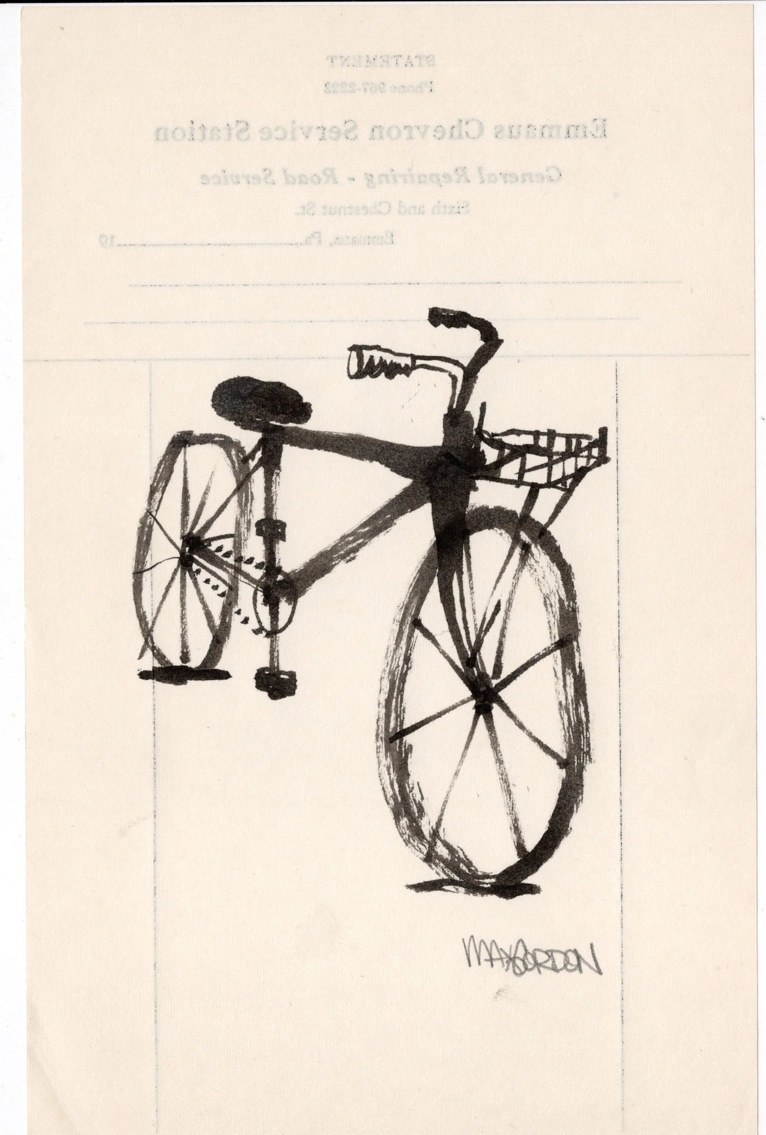 Brush Bike Basket - Original Drawing