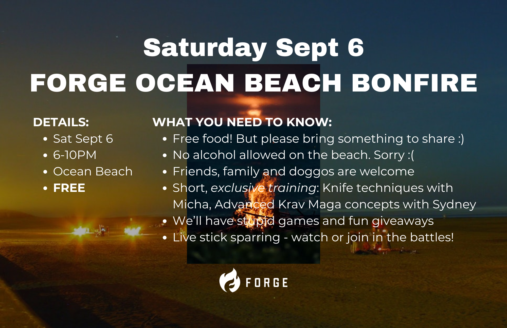 Sept Forge Ocean Beach Bonfire & Potluck