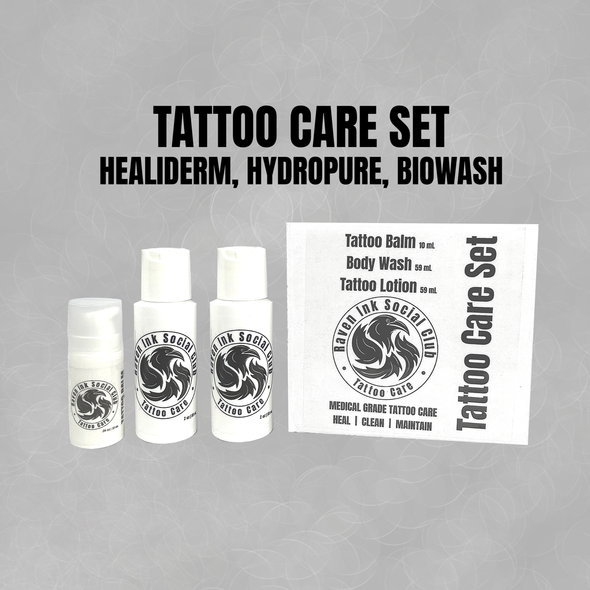 TATTOO CARE SET- Healiderm, Biowash, and Hydropure