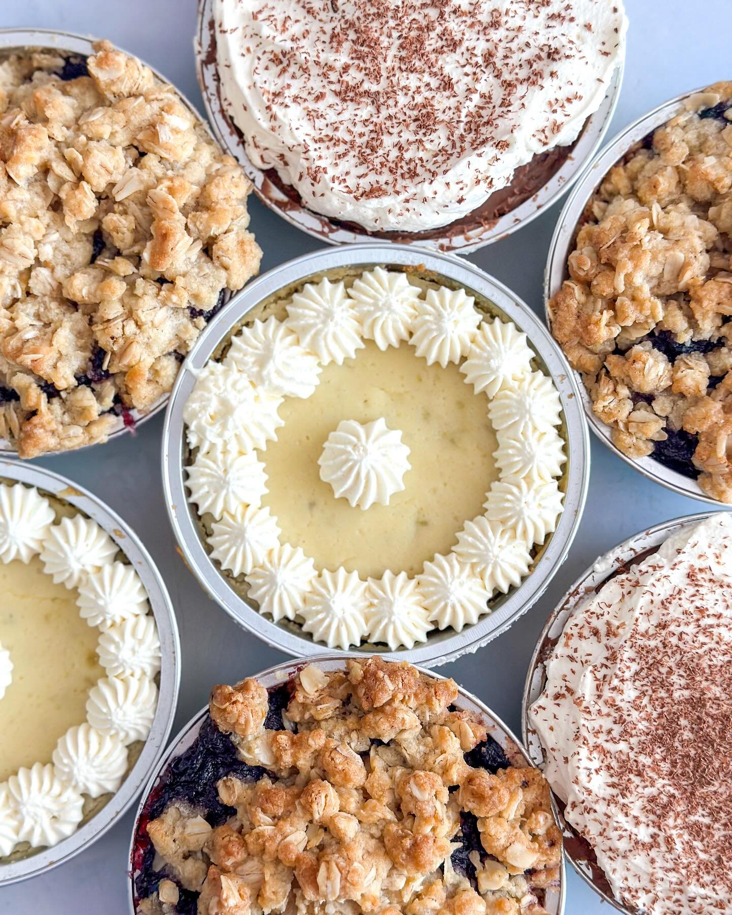 Today is your last day to pre-order for Easter! We have the most fun pie sampler complete with mini chocolate cream, key lime, blueberry crumb, and coconut cream pie. 

We also have full-sized pies, carrot cake, dinner rolls, hot cross buns, and more