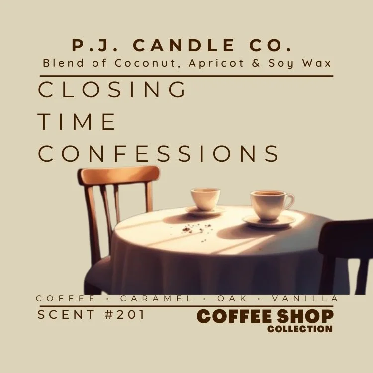 Closing Time Confessions ☕✨
Some truths only come out after the doors are locked.

This candle lives in the quiet corner of the caf&eacute;, long after the rush has gone.

Two cups left on the table. Voices lowered. Guard down.

Rich coffee opens the