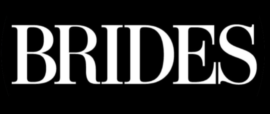 The word 'BRIDES' in large white letters on a black background.