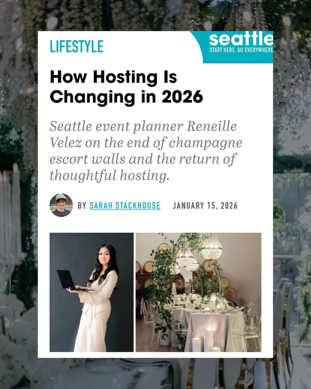 Now featured on @seattlemag: &ldquo;How Hosting Is Changing in 2026&rdquo; Seattle event planner @reneille on the end of champagne escort walls and the return of thoughtful hosting. ✨ 

Events in Seattle this year are going to feel a little different