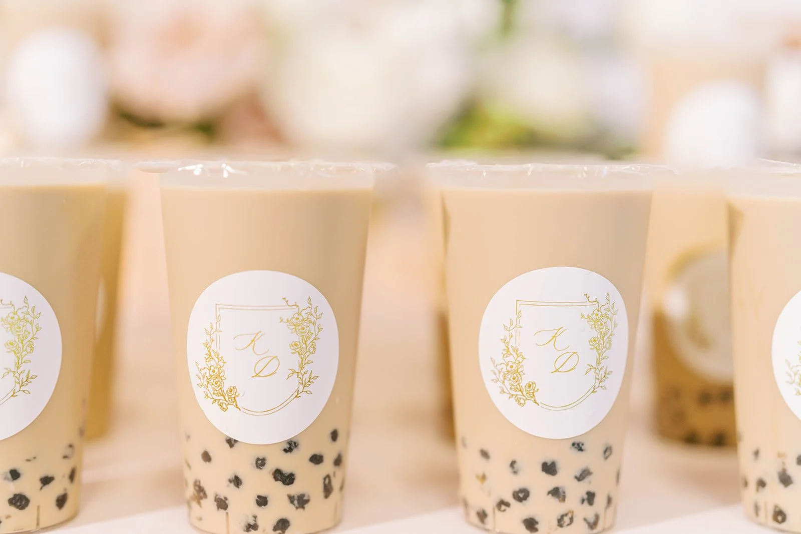 Modern micro-wedding with hooked chandeliers and gold accents