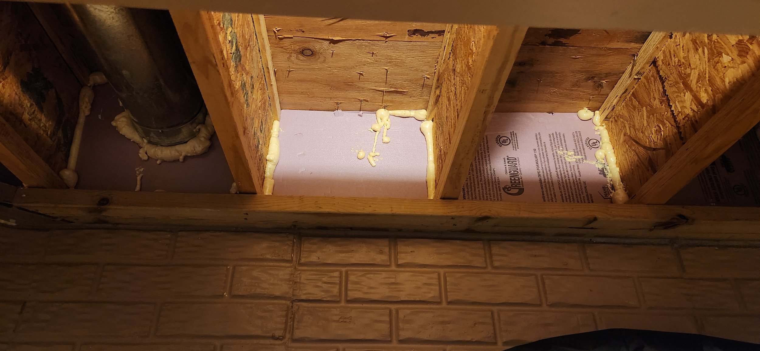 Basement sill insulating.