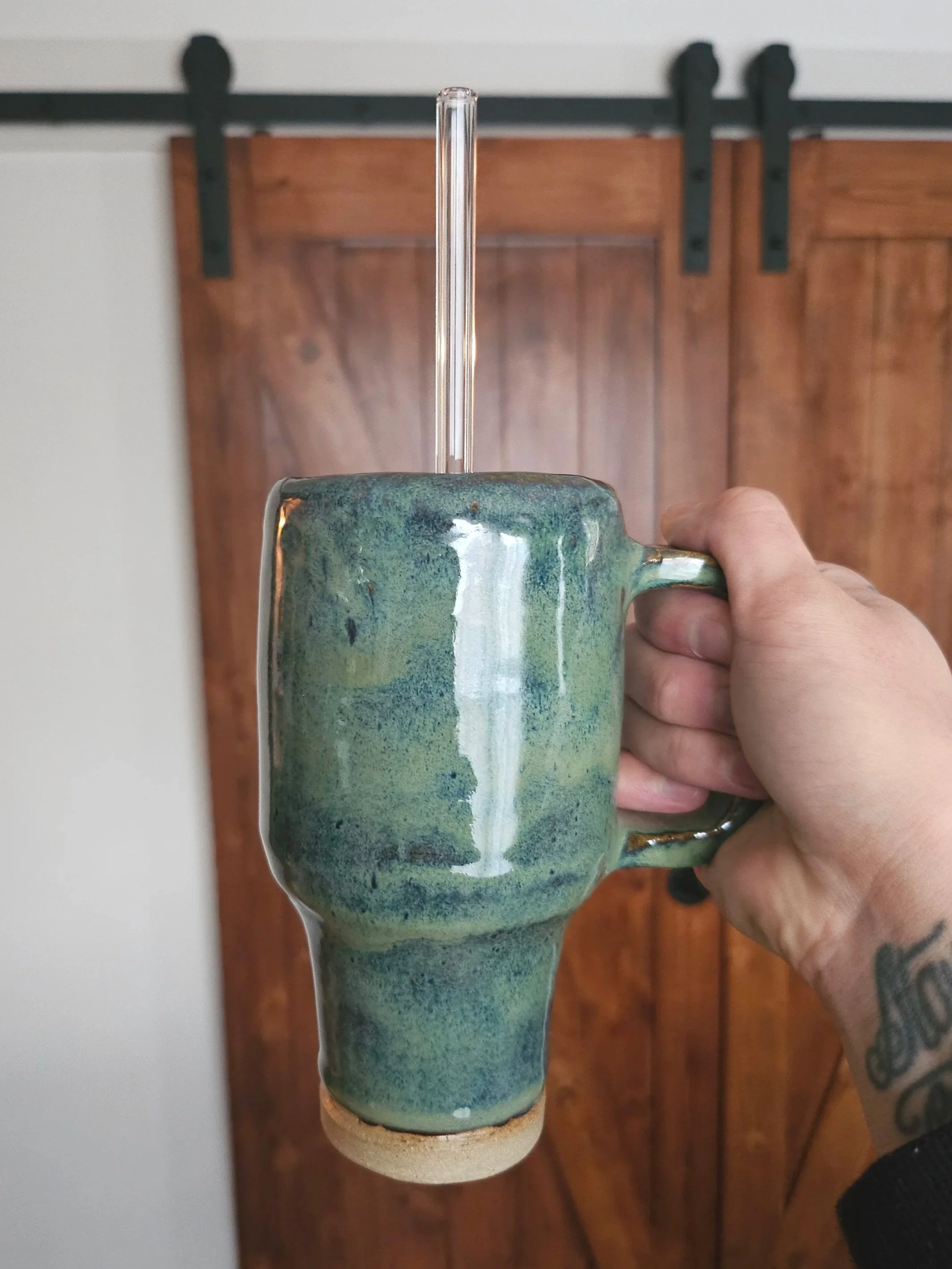 Large Green Water/Tea To-Go Cup w/Straw