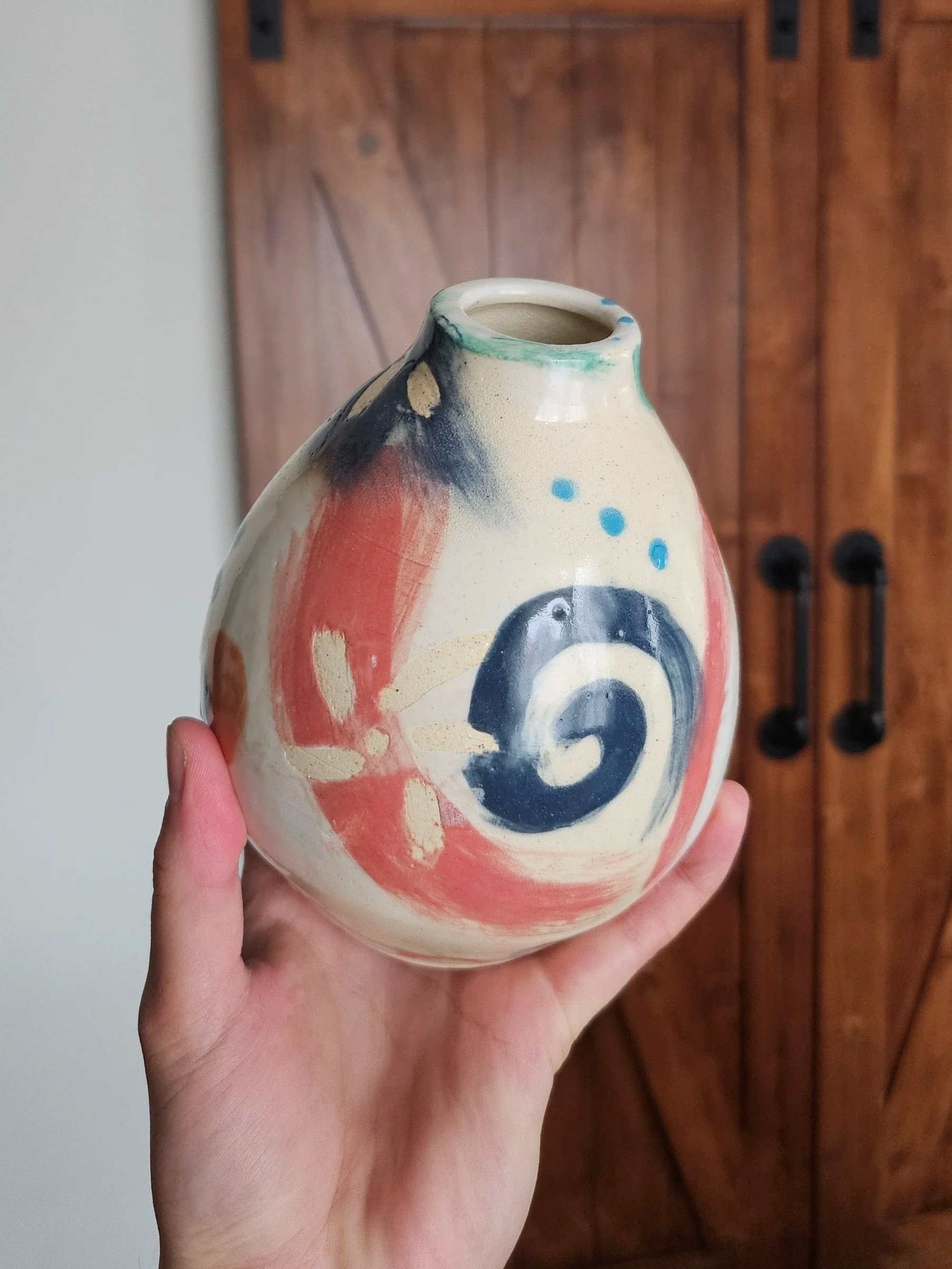 Funky & Fun Colorful Hand Painted Flower Vase