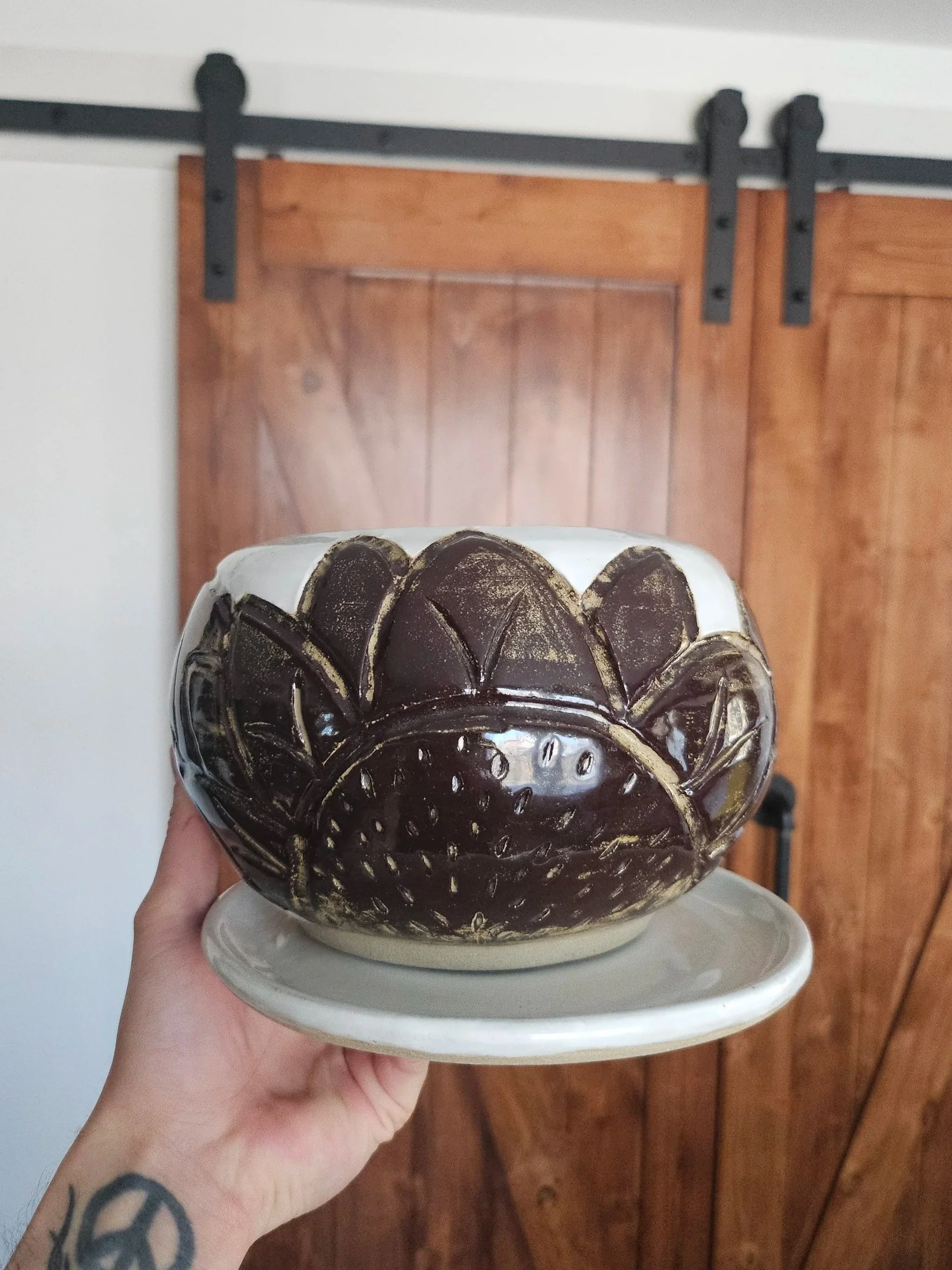 Large Carved Plant Pot