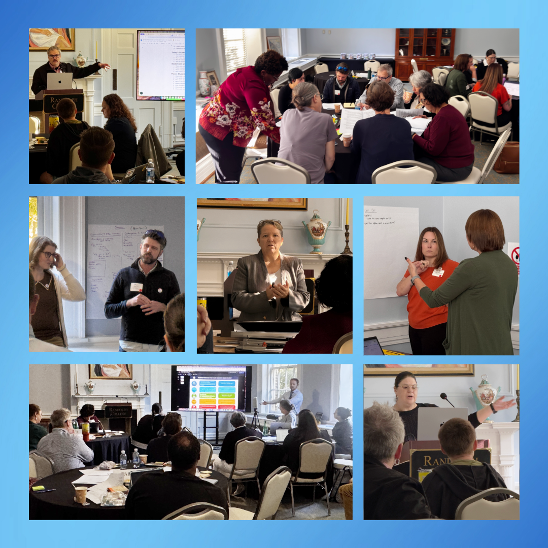a collage of photos with people collaborating in a workshop