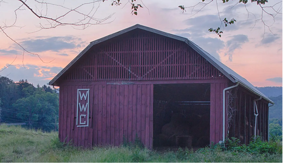 a red barn on WWC campus named Charlie's barn