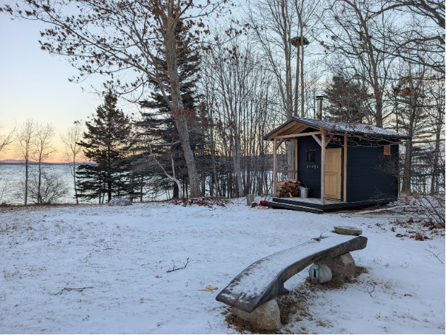 a wood fired sauna on campus