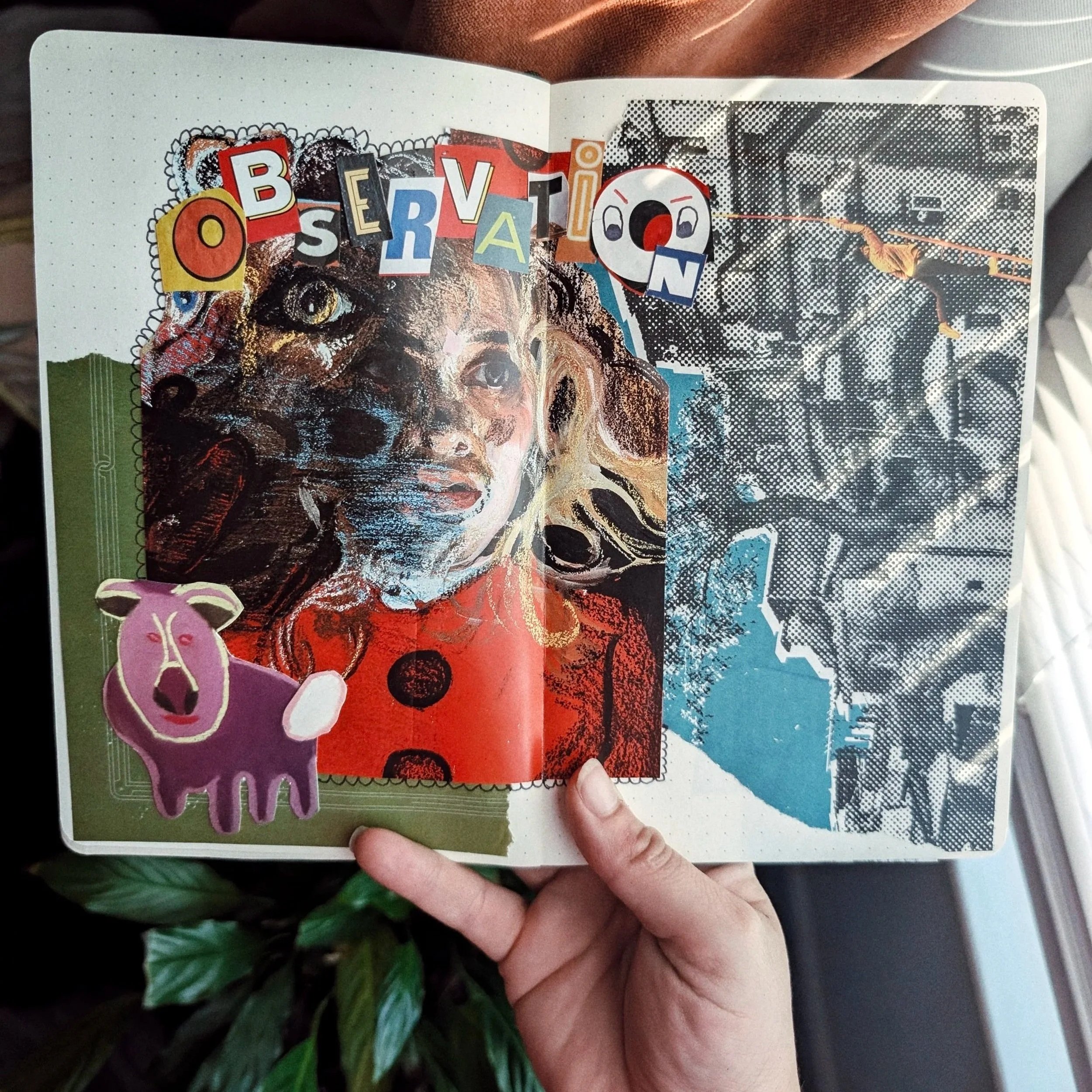 example of junk journal with various images overlapping