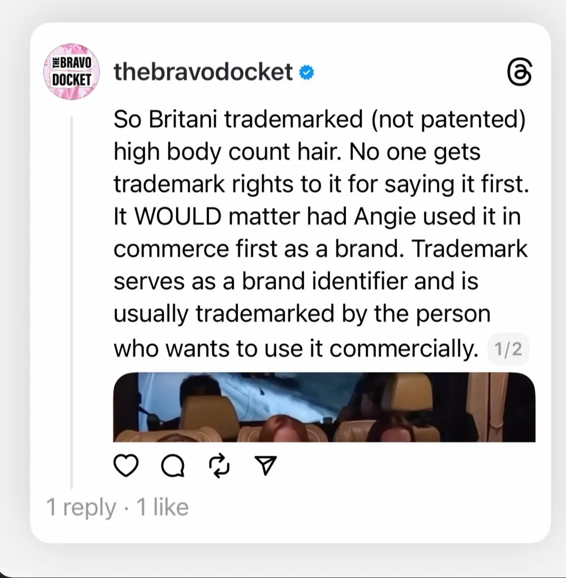 New sneak peek from RHOSLC. Let&rsquo;s talk trademarks! Trademark is all about who used something first in commerce￼ as a brand identifier. Doesn&rsquo;t matter who uttered it.