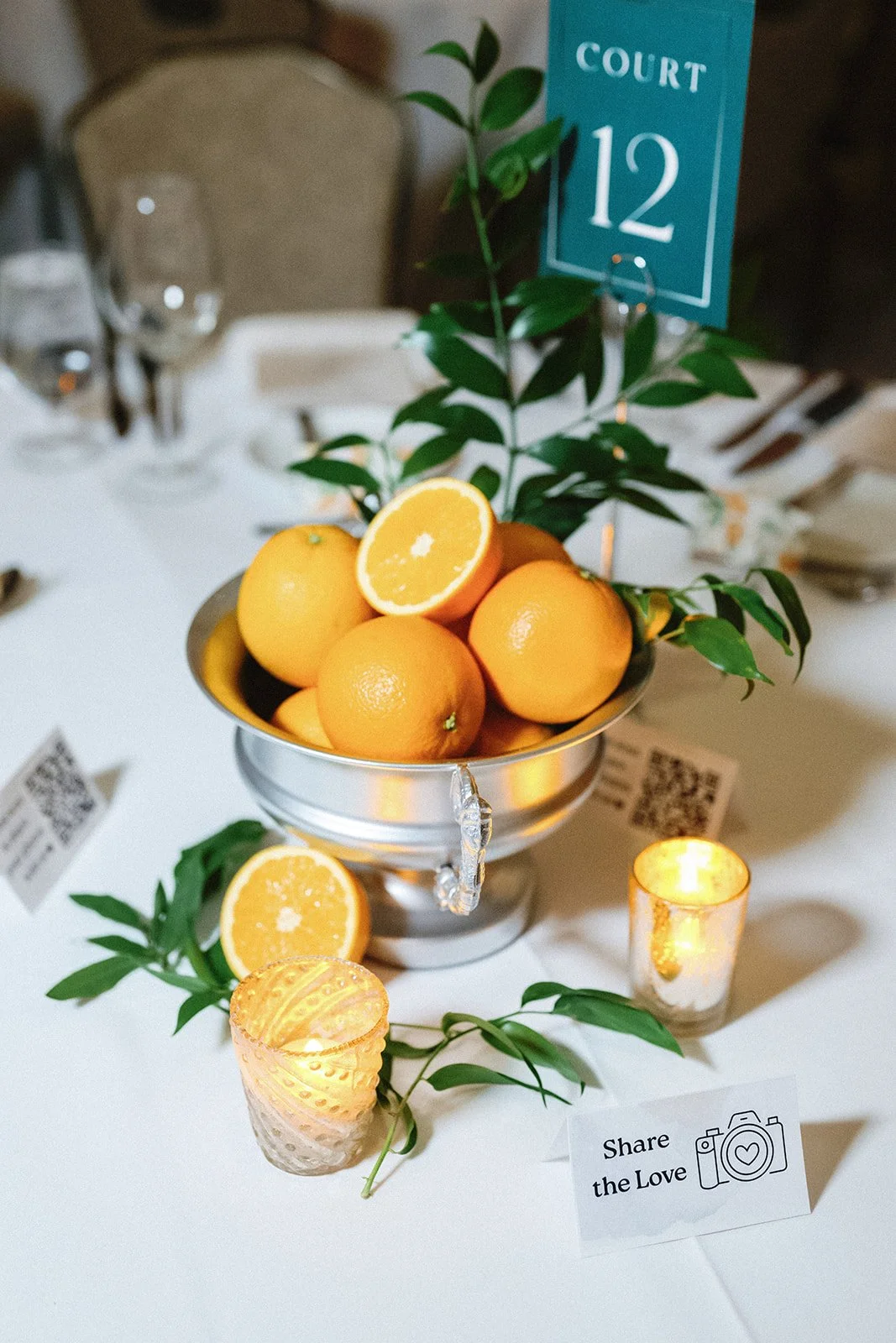 Orange wedding centerpiece