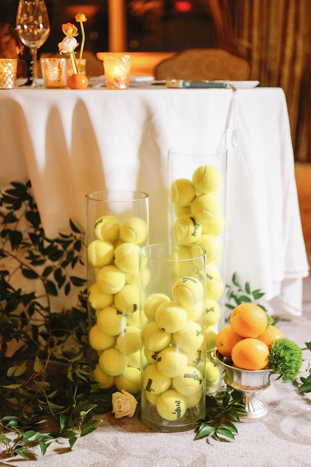 Tennis ball wedding display