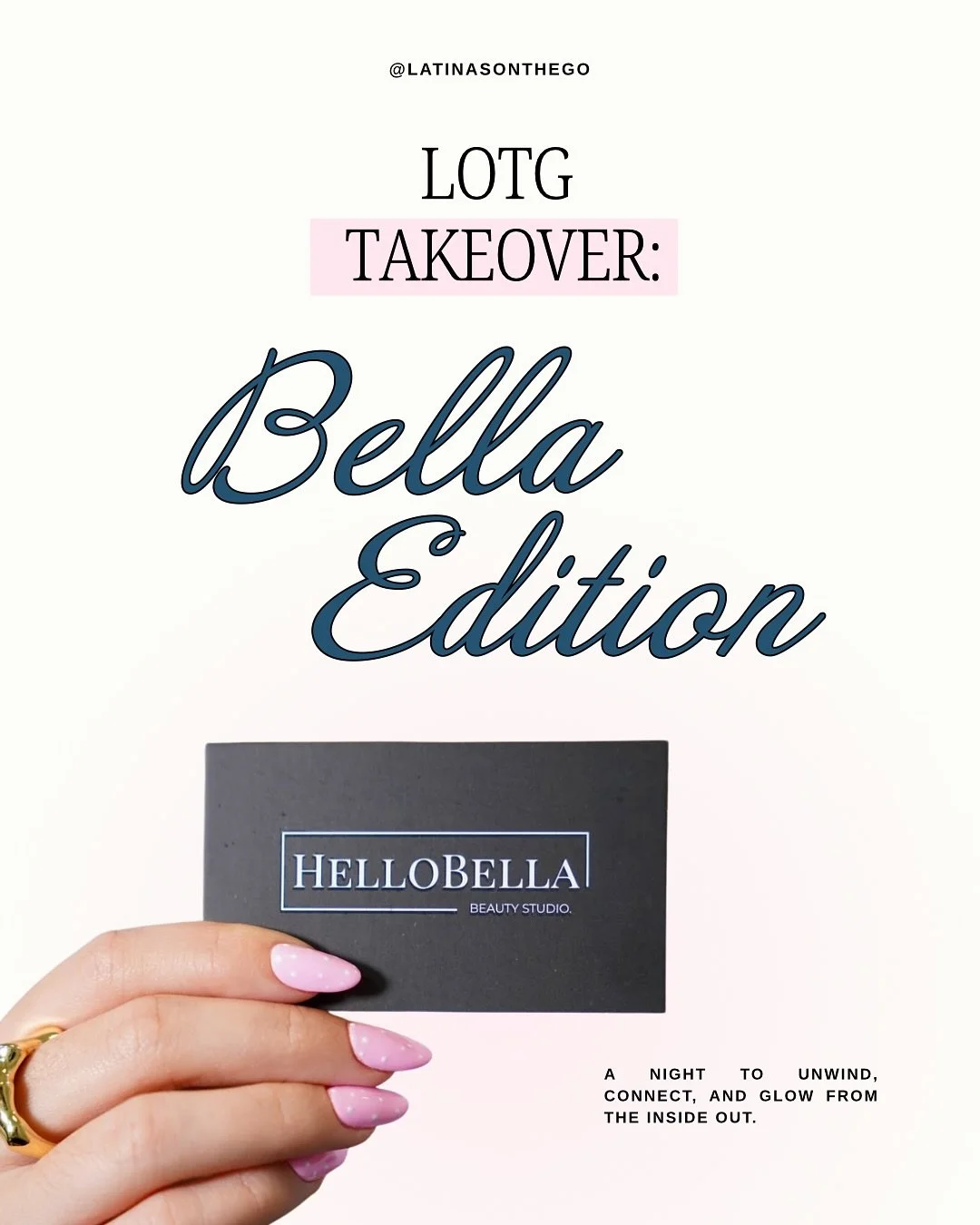 ✨ It&rsquo;s time for another #LOTGTakeover, Tampa chicas! ✨

We&rsquo;re teaming up with HelloBella Beauty Studio, the go-to spot for skin, nails, brows, and all things self-care 💅🏽💖

Join us for a noche designed to celebrate you: connection, con