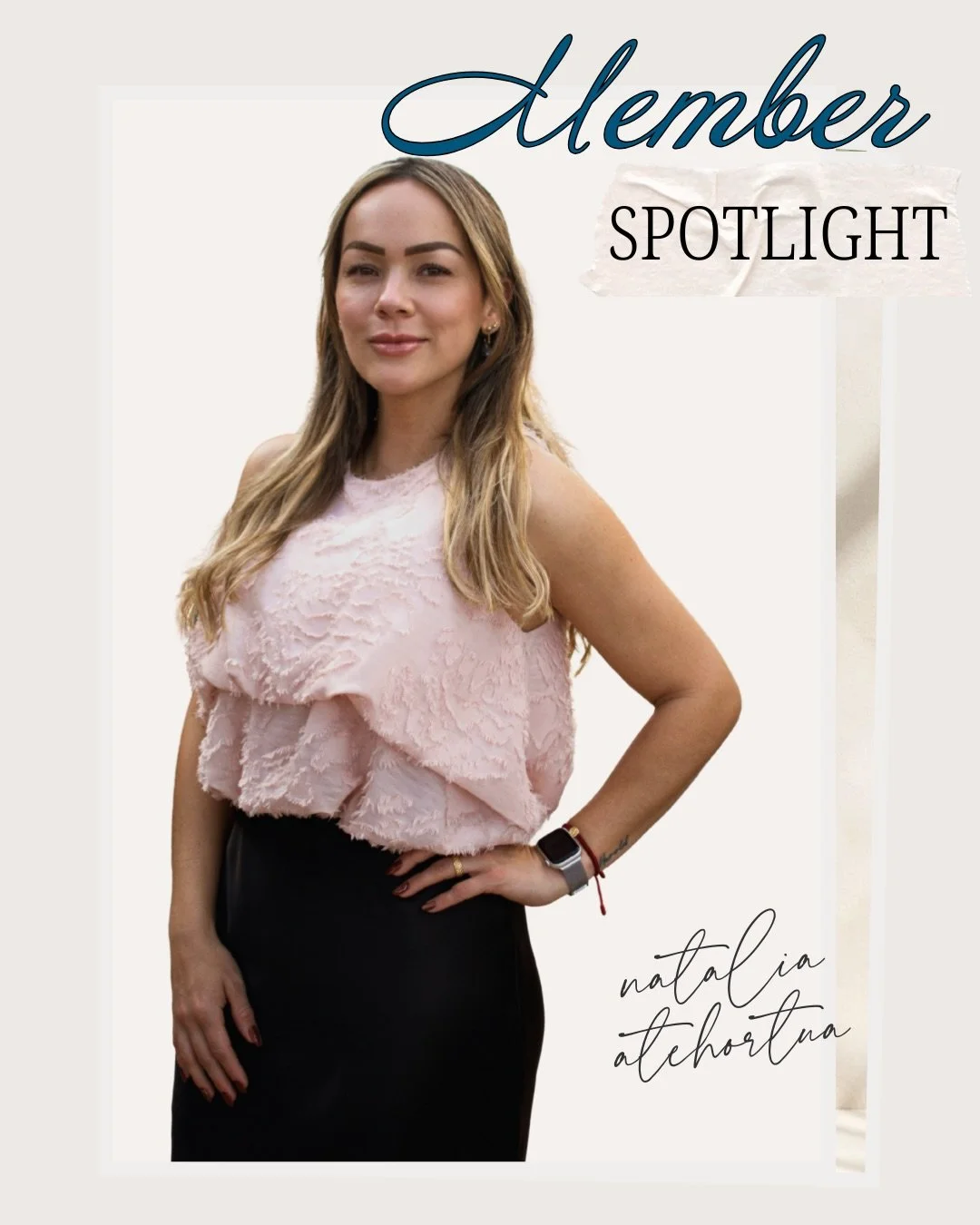 ✨ Member Spotlight ✨

Celebrando a una mujer hermosa, poderosa y llena de prop&oacute;sito- les presentamos a Natalia Atehortua ❤️ 

Soy Natalia Atehortua, emprendedora en el &aacute;rea de Tampa y una mujer profundamente comprometida con servir a la