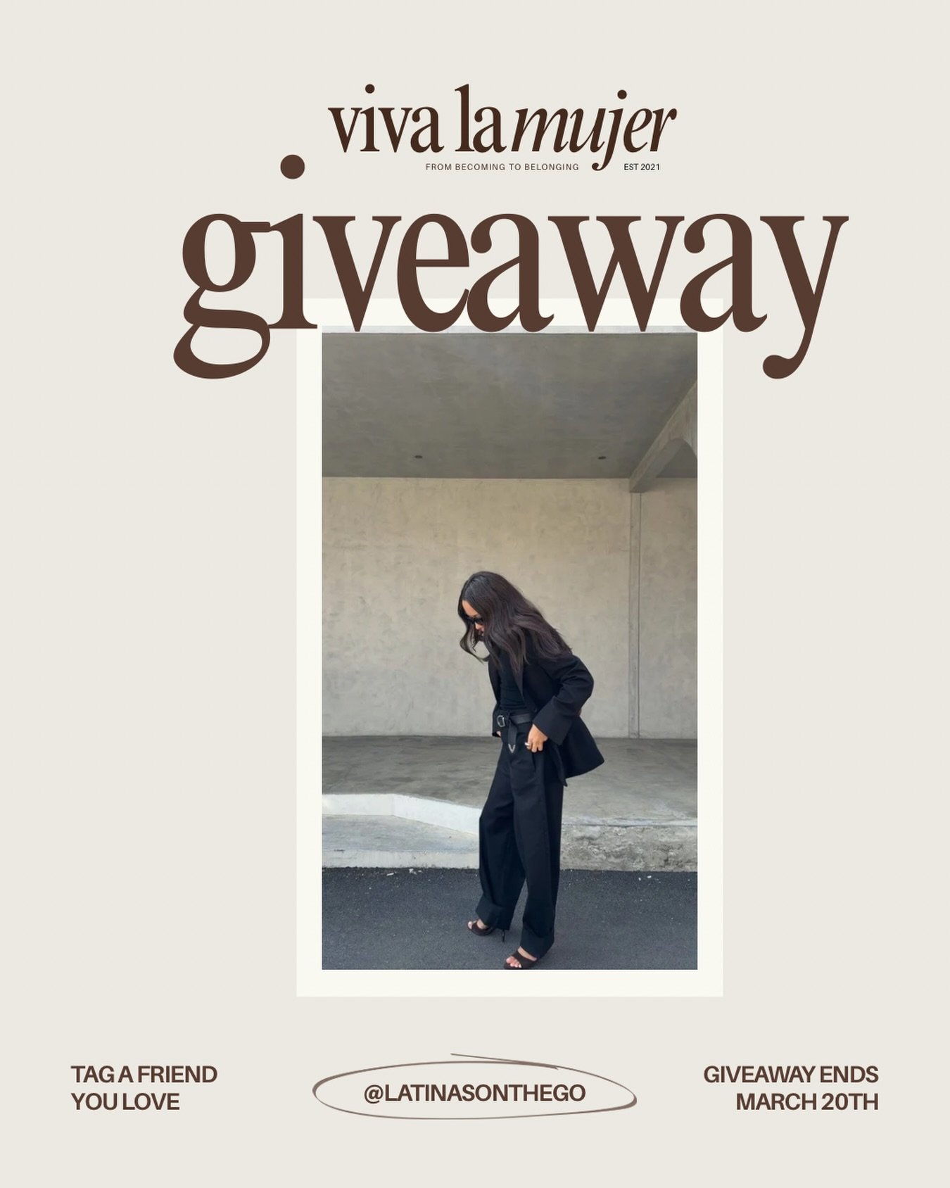 GIVEAWAY: 1 FREE VIVA LA MUJER 2026 TICKET ✨🤎

This is for the mujer who&rsquo;s ready to say yes to herself, grow con intenci&oacute;n, and be part of a community rooted in purpose, cultura, and connection.

how to enter:

1️⃣ Follow @latinasontheg