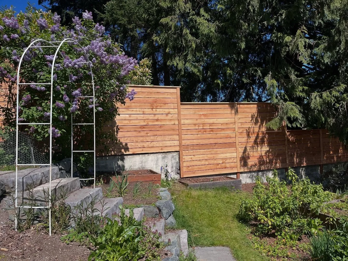 Gettin horizontal with this stepped cedar fence &harr;️&harr;️&harr;️ #seattlecarpentry #cedarfence