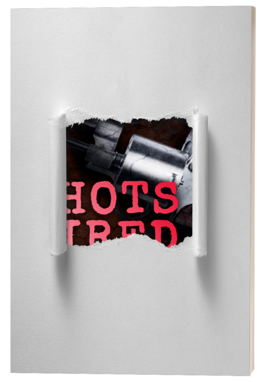 A white wall with a hole torn in it, revealing a partial image of a spray paint can and pink text reading 'HOTS TRED' behind it.
