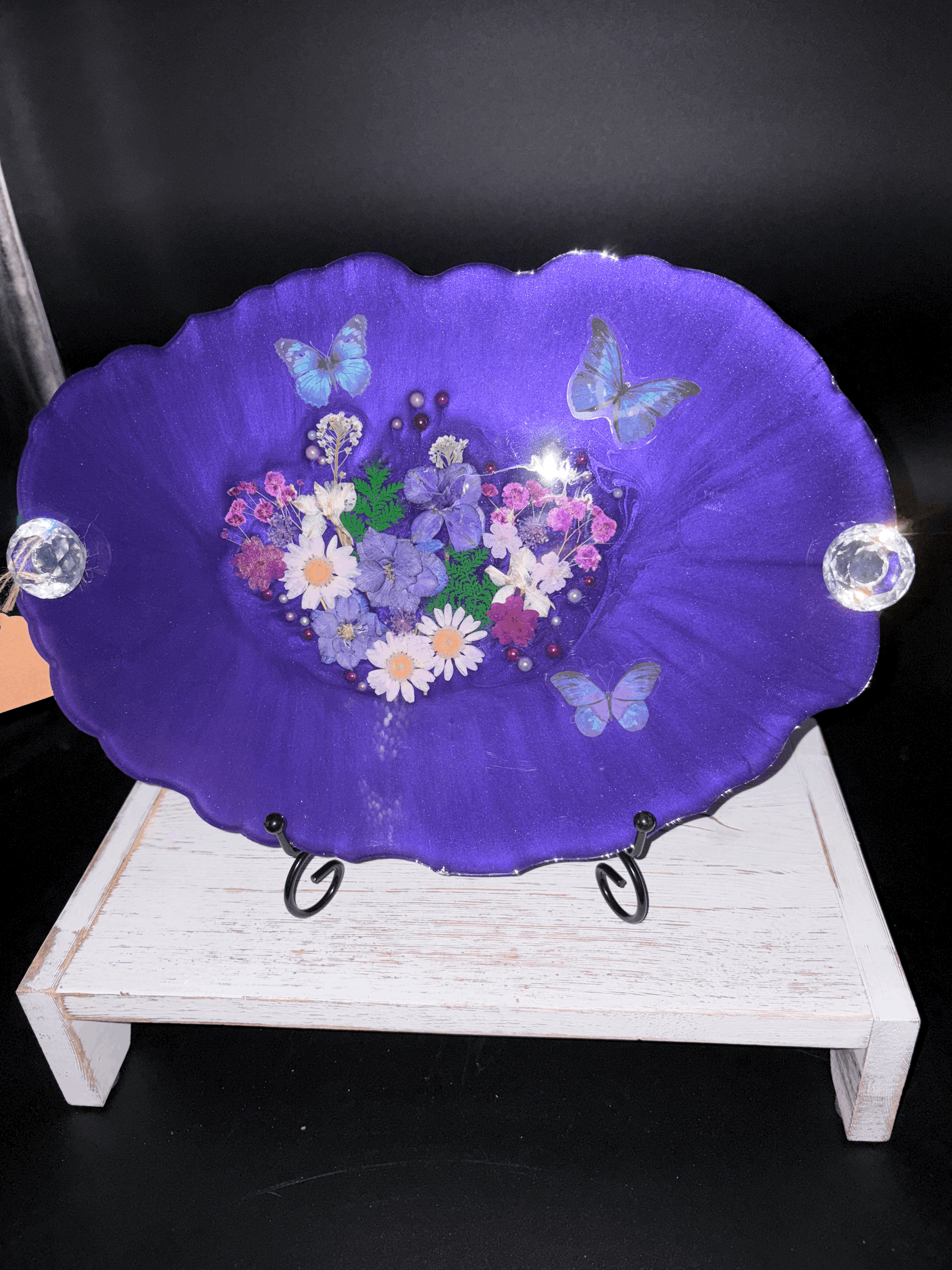 Purple floral serving tray