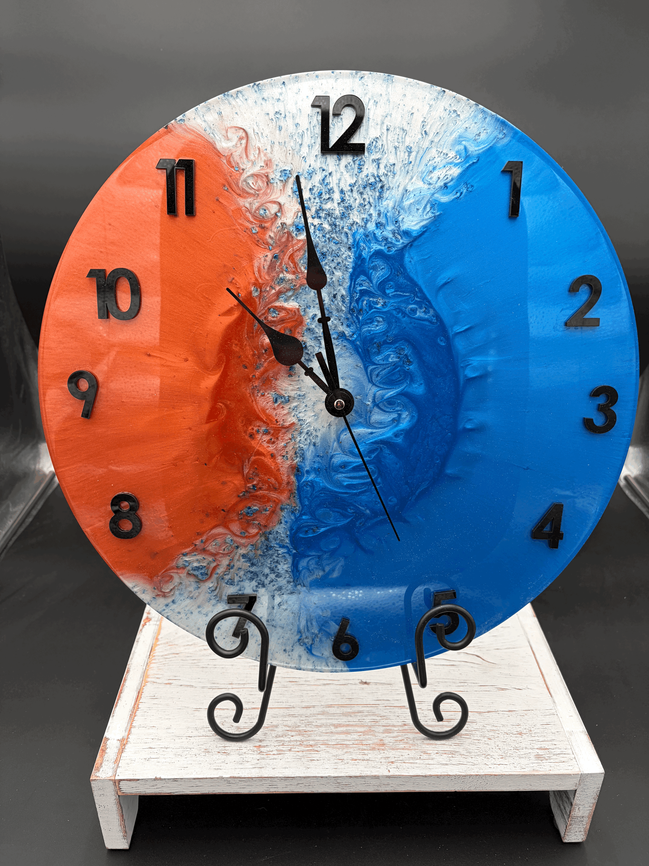 Blue and orange with white Gator clock