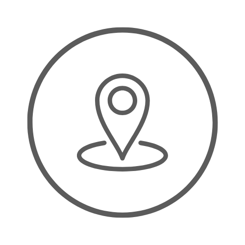 Map location pin icon on a black background.
