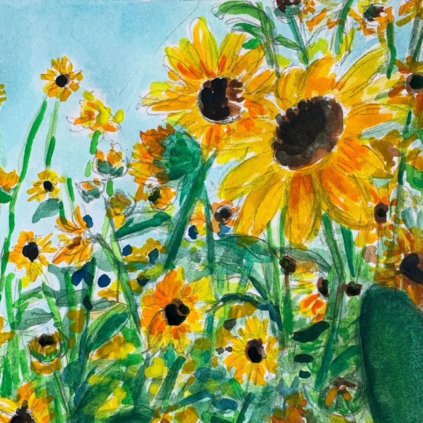 As I&rsquo;m tying up loose ends before my trip, here&rsquo;s what&rsquo;s been going on 🩵

Playful sunflower sketch; a closer look at @curatingcolorado in Louisville, CO, a cute little shop some of my art is in; recent walk in Lyons; and sitting by