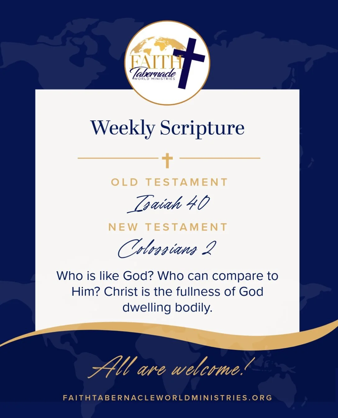From the greatness of God to the fullness of Christ. 

Isaiah 40 reminds us that there is no one like our God. His wisdom is beyond measure, His power is unmatched, and He gives strength to those who are weary.

Colossians 2 brings that truth into fo