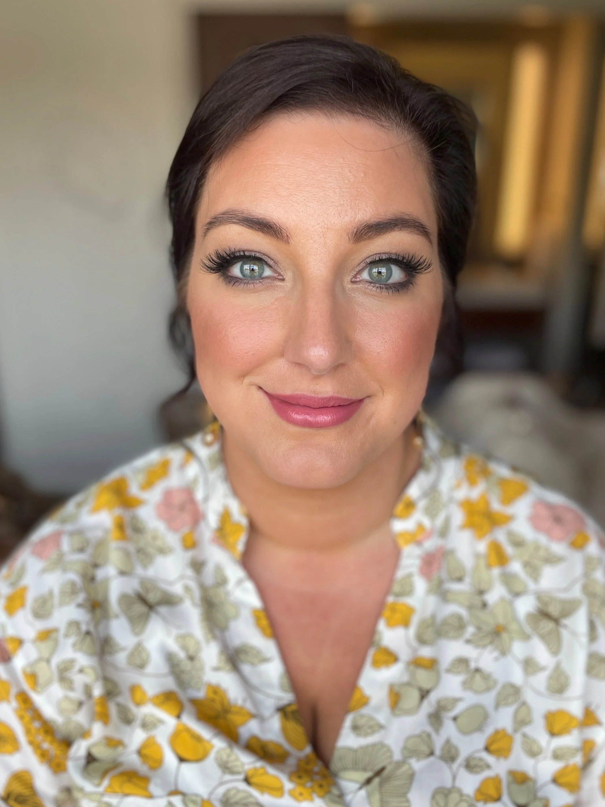 Elegant natural wedding makeup with defined lip and glowing finish by Frederick MD makeup artist