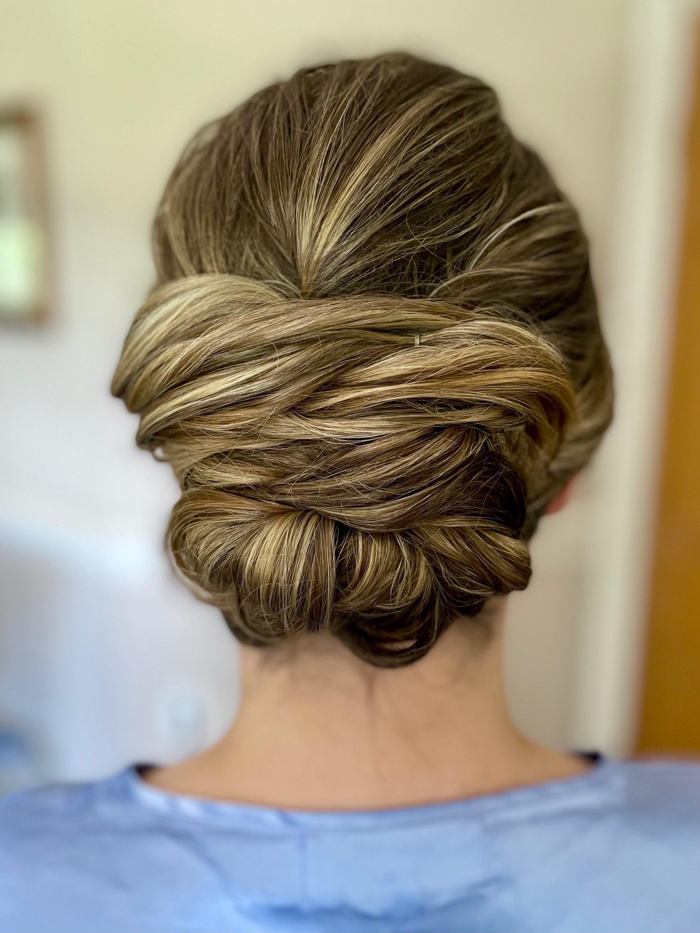 Classic textured bridal updo for Maryland wedding by Frederick MD hairstylist, makeup artist