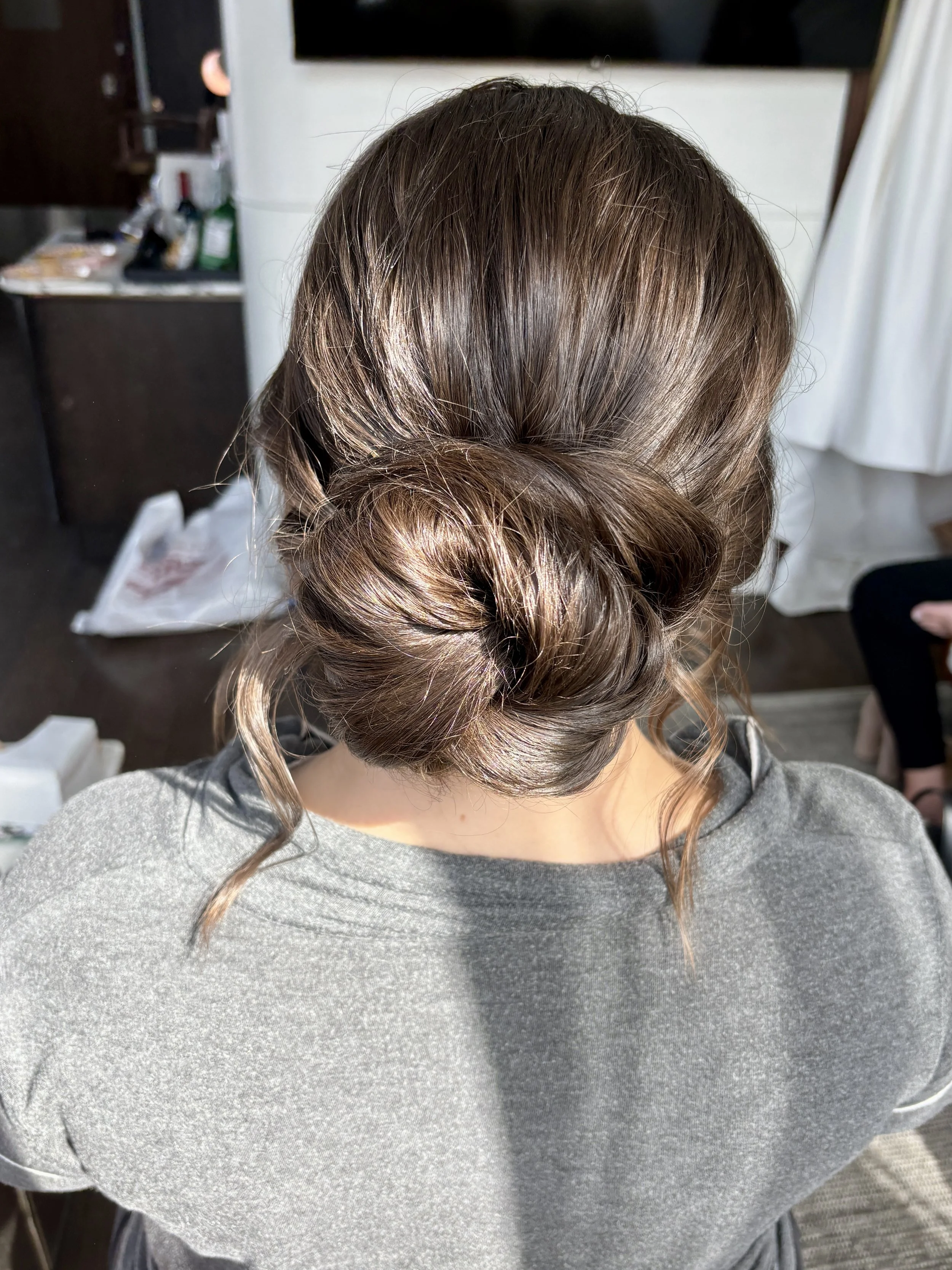 Maryland bridal hair styled in low bun with natural depth and soft structure