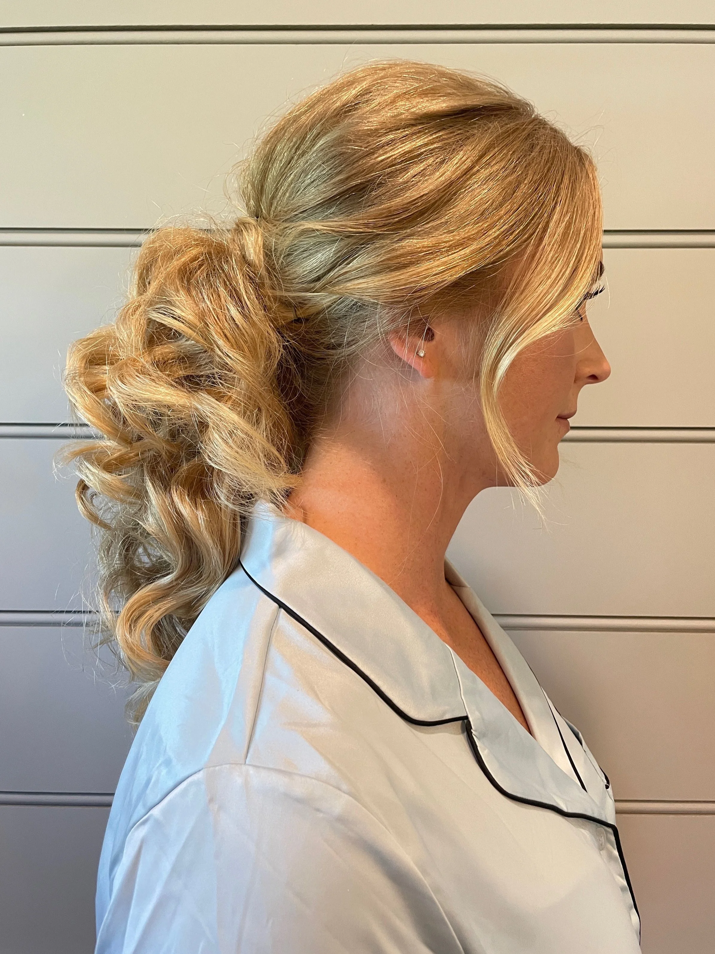 Modern romantic wedding updo in Frederick MD