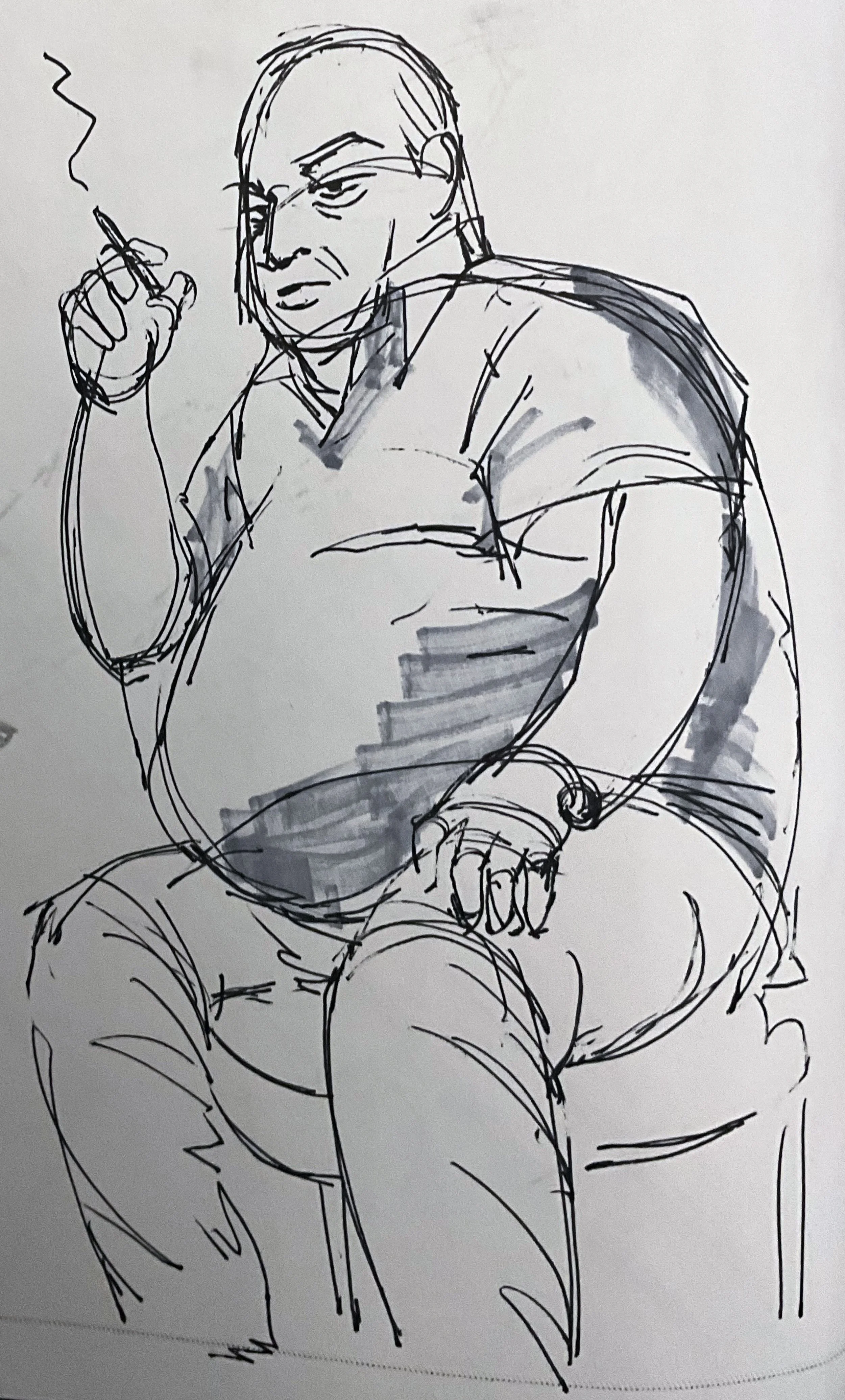 Figure drawing drawn with pen and marker 